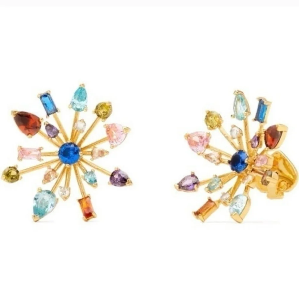 🌈▪️KATE SPADE▪️ Firework Floral Gold Multi-Color Stud Earrings